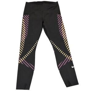 Nike Black Track Pants with Purple and Gold Accents